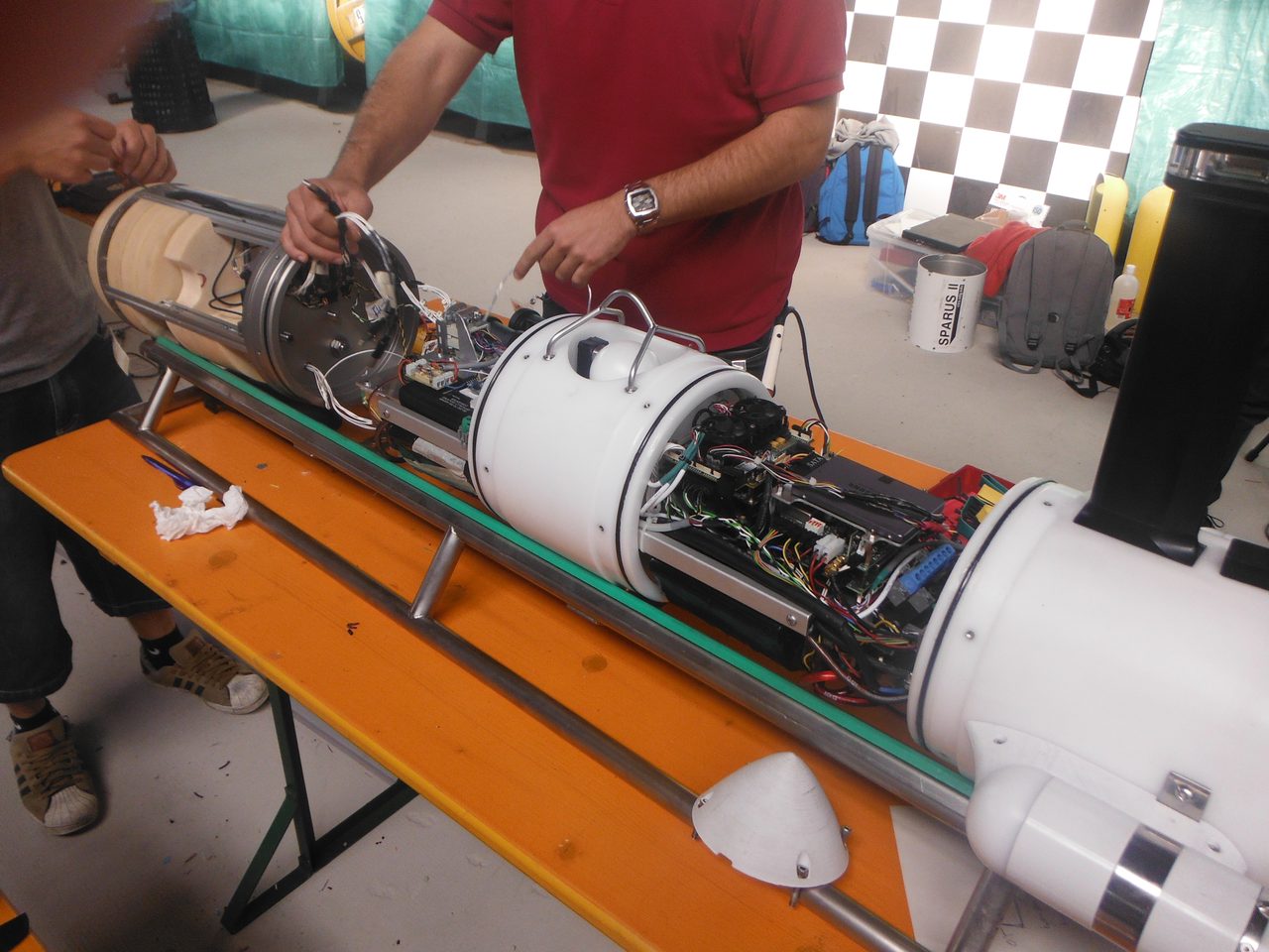 SPARUS II open hull during electronics integration.